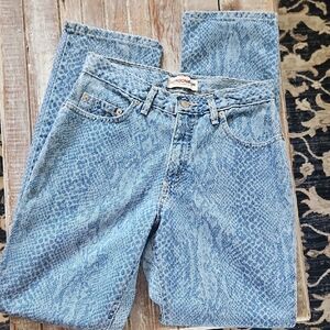 LONDONJEAN Blue Snake-Print Straight Leg Jeans Vintage